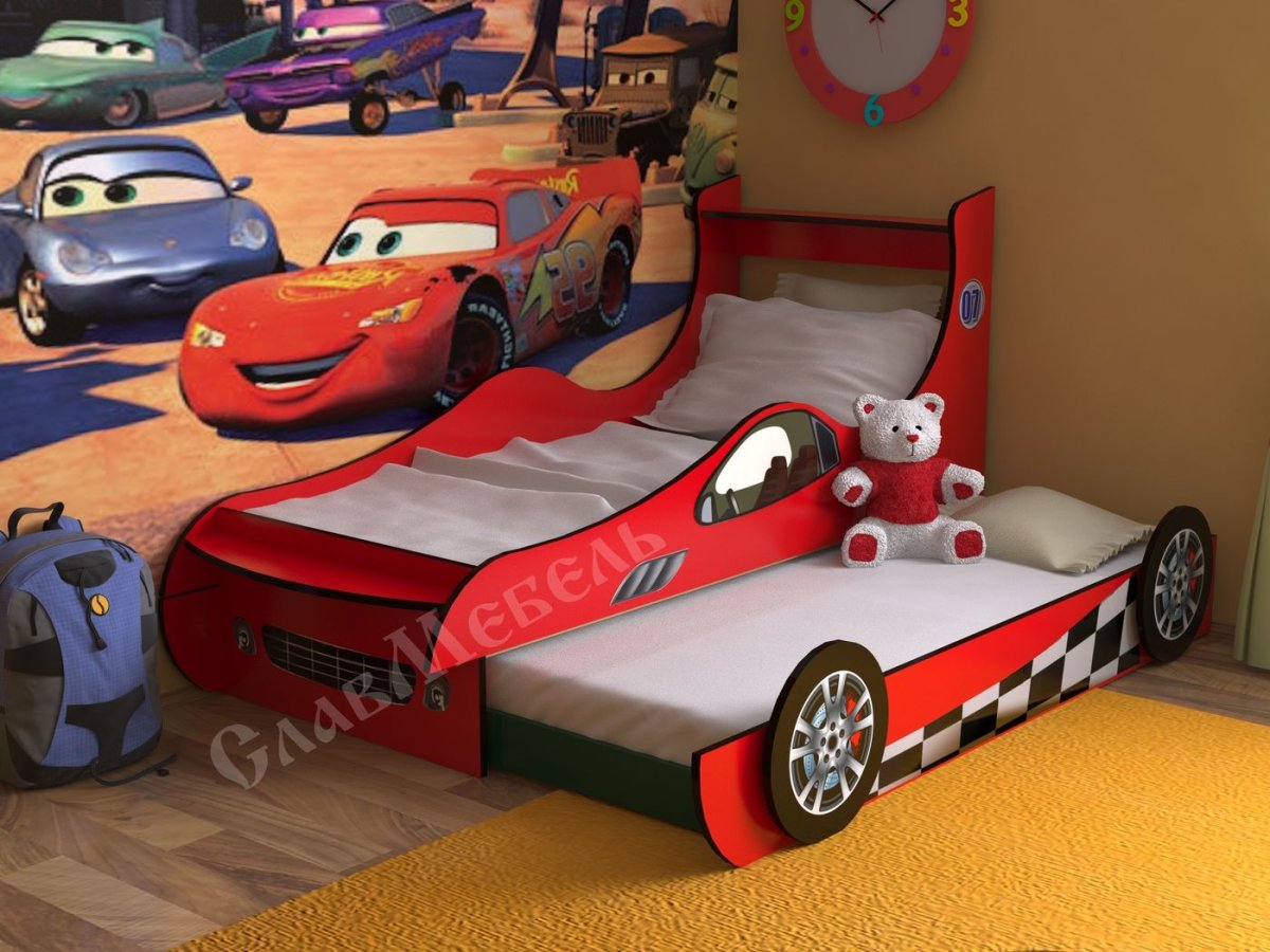 детская кровать машинка красная